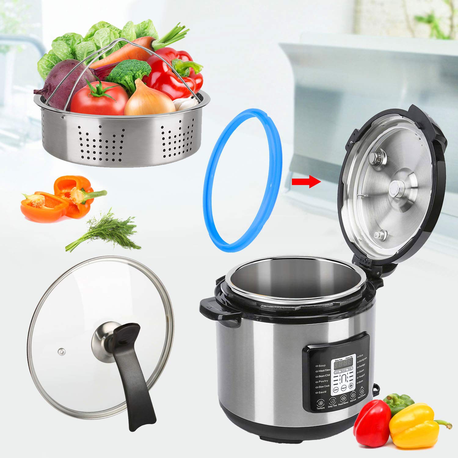 インスタントポット　3qt　アクセサリーセット　11点 Amazon | インスタントポットミニ3と互換性のある強化ガラス蓋シール